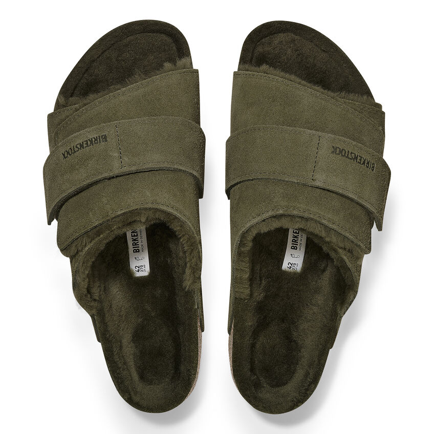 Birkenstock Kyoto Shearling Suede Leather Thyme